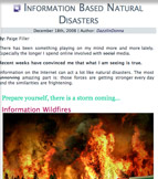 Information Based Natural Disasters