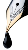 A pen nib dripping ink